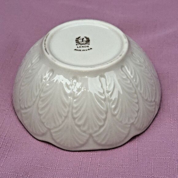Vintage Lenox Greenfield Candy Dish Bowl 24K Gold Trim Porcelain 4.5" Made USA - Picture 3 of 6
